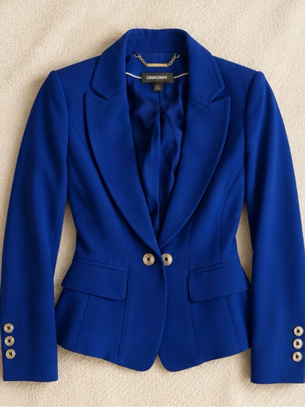 White House Black Market Cobalt Blue Fitted Peplum Blazer Size 0